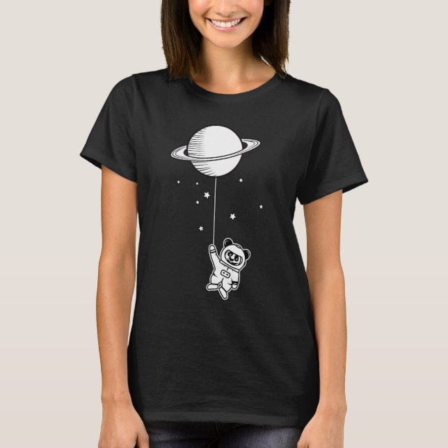 Camiseta Urso panda de pequeno astronauta com balão de Satu (Frente)