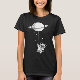 Camiseta Urso panda de pequeno astronauta com balão de Satu