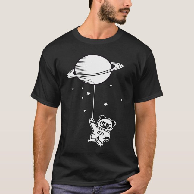 Camiseta Urso panda de pequeno astronauta com balão de Satu (Frente)