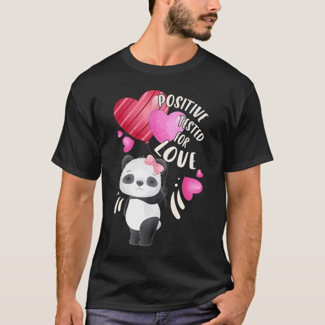 Camiseta Urso panda dia de os namorados com coração (Frente)