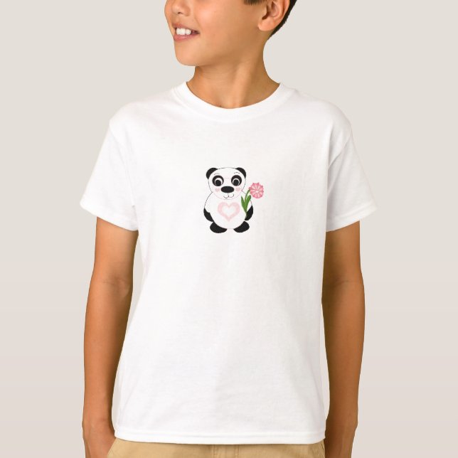Camiseta Urso Panda Fofo com Flor (Frente)