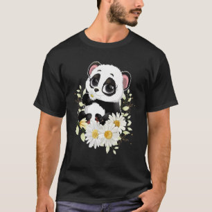 Camiseta Urso-Panda Meninos Meninas Flores Panda Cute