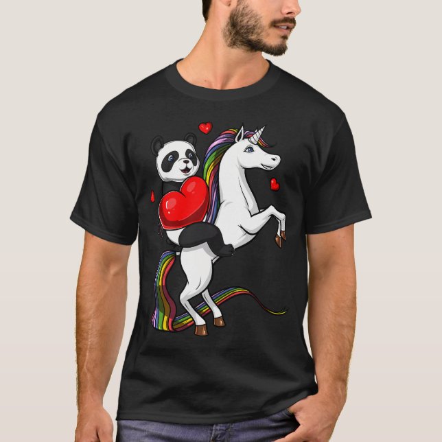 Camiseta Urso Panda Montando Unicórnio (Frente)