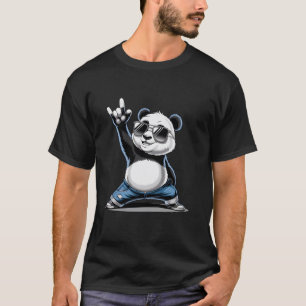Camiseta Urso Panda Música Rock Homens Crianças Mulheres Di