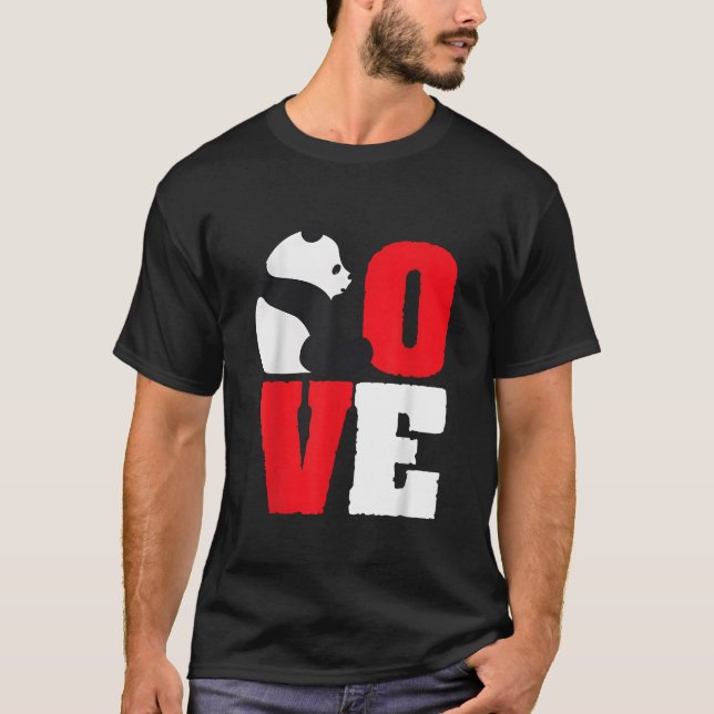 Camiseta Urso Panda Panda Preto e Branco Amor (Frente)