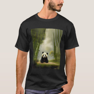 Camiseta Urso Panda Sentado Em Limpeza No Campo De Bambu Pa