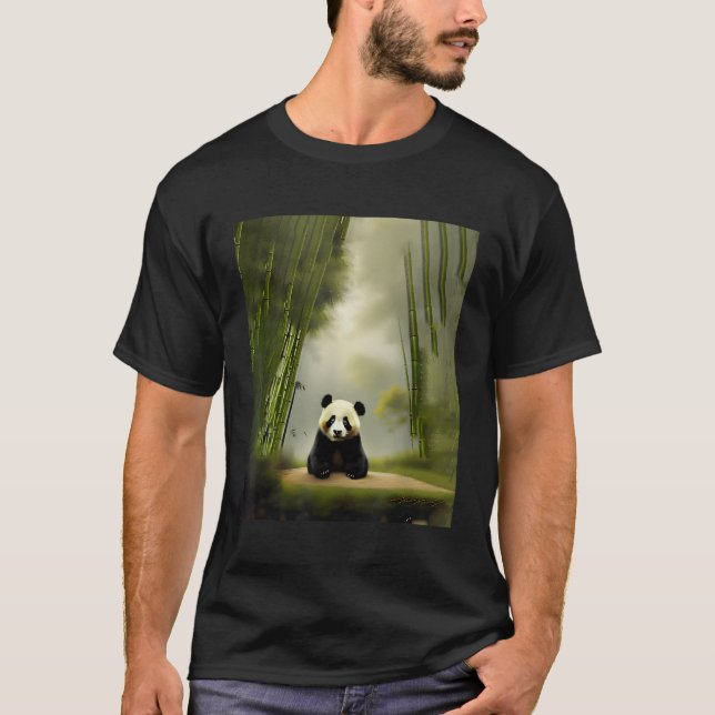 Camiseta Urso Panda Sentado Em Limpeza No Campo De Bambu Pa (Frente)