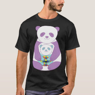 Camiseta Urso panda Símbolo de peças de quebra-cabeça de co