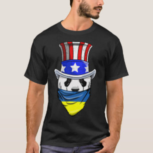 Camiseta Urso Panda Ucraniano na Bandeira Ndana da Ucrânia 