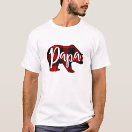 Camiseta Urso Papa Rustic Red Xadrez de Búfalo Família
