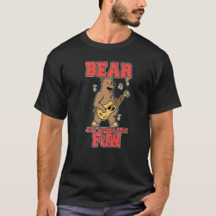 Camiseta Urso Pardo Diversão Cantando Cantor Guitarra Músic