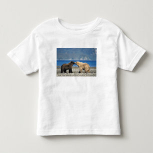 Camiseta Urso pardo, urso cinzento, brincar na praia,
