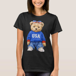 Camiseta Urso patriótico fofo eua 4 de julho americano