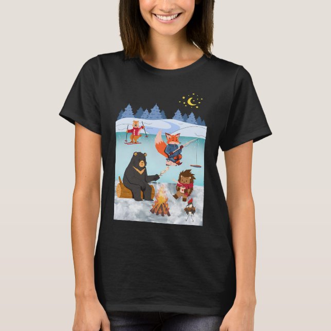 Camiseta Urso Pescando Na Margem Do Rio (Frente)