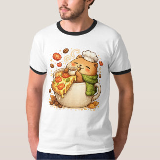 Camiseta Urso Pizza Fofa | Kawaii Desenho Animado