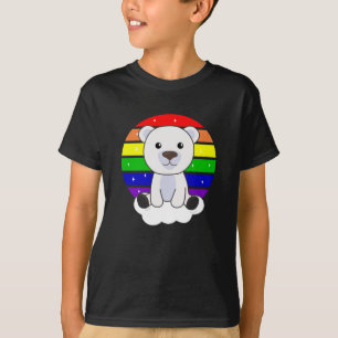 Camiseta Urso Polar Arco-Íris Glitter Urso Kawaii
