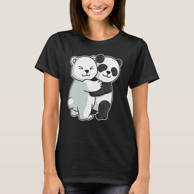 Camiseta Urso Polar Bonito De Panda, Cujo Urso Abraço Abraç (Frente)