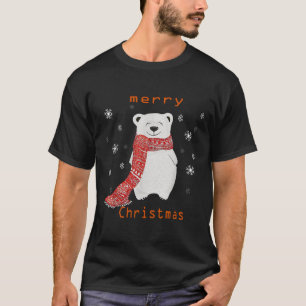 Camiseta Urso Polar Bonito Scarf Feliz Natal Feriado