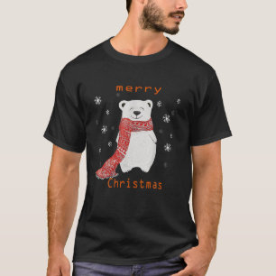 Camiseta Urso Polar Bonito Scarf Feliz Natal Feriado