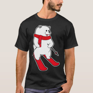 Camiseta Urso polar como esquiador com esqui