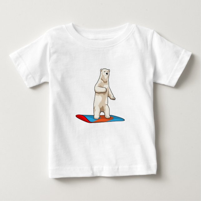 Camiseta Urso polar como Snowboarder com Snowboard (Frente)