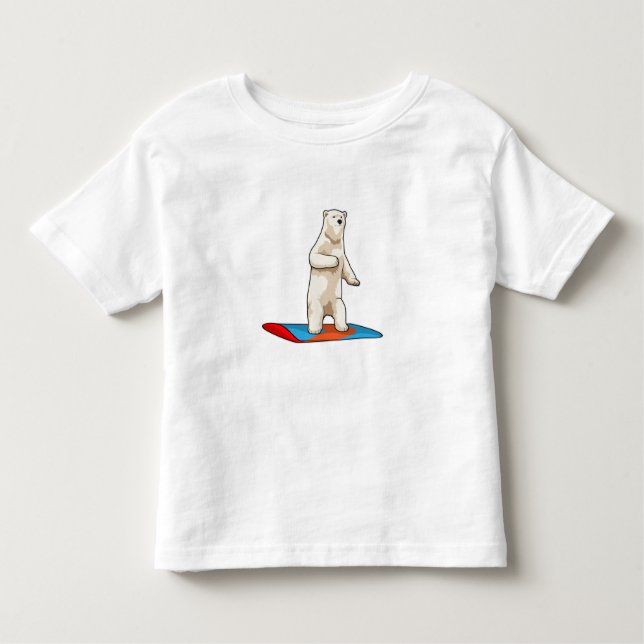 Camiseta Urso polar como Snowboarder com Snowboard (Frente)