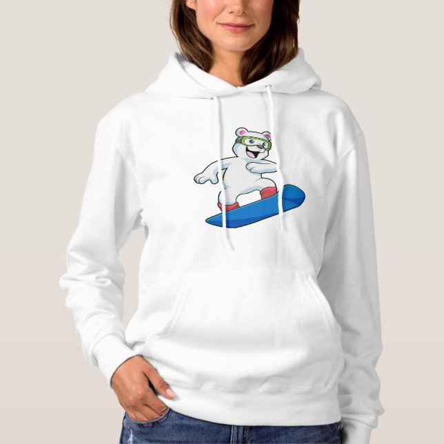 Camiseta Urso polar como Snowboarder com Snowboard (Frente)