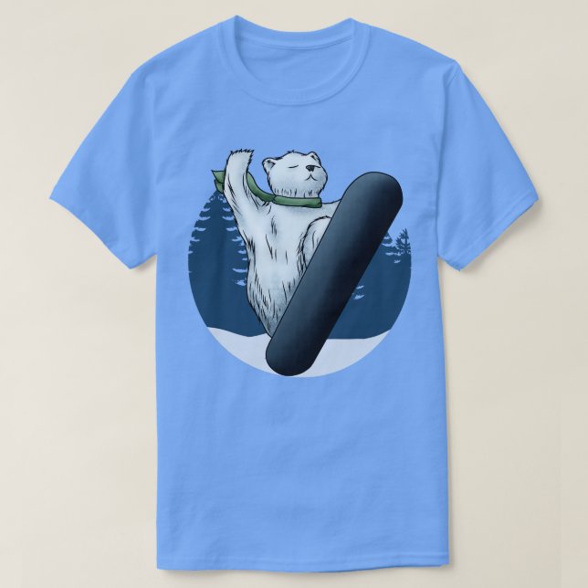 Camiseta Urso polar como Snowboarder com Snowboard 2 (Frente do Design)