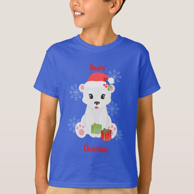 Camiseta Urso Polar de Natal com presentes (Frente)