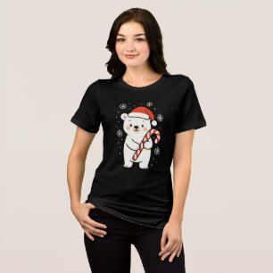 Camiseta Urso Polar de Natal Fofo com Chapéu de Papai Noel