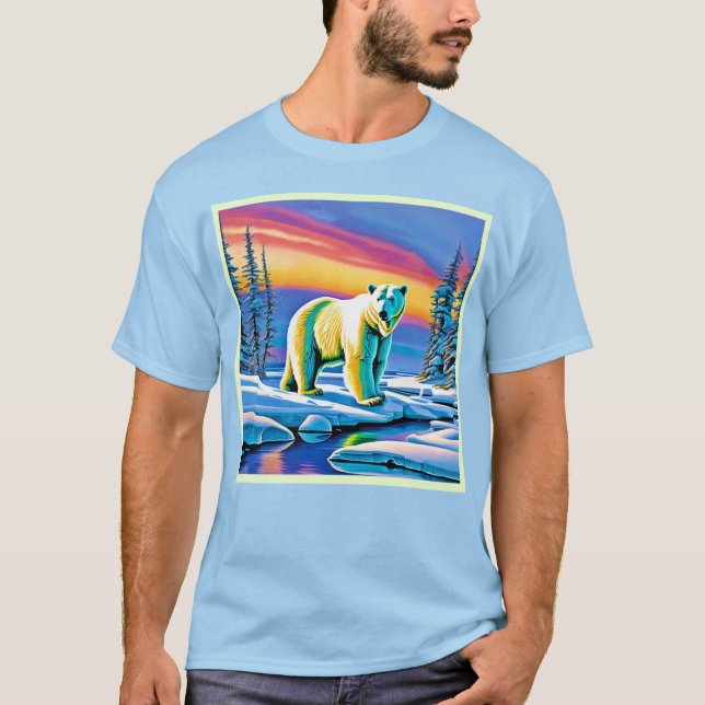 Camiseta Urso Polar de Neve Selvagem do Ártico (Frente)