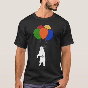 Camiseta Urso polar de voo com balões do aniversário
