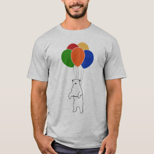 Camiseta Urso polar de voo com balões do aniversário