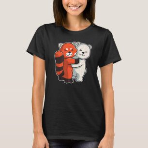 Camiseta Urso Polar E Animais De Panda Vermelha Para Mulher