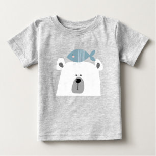 Camiseta Urso polar e peixe Scandi fofo 