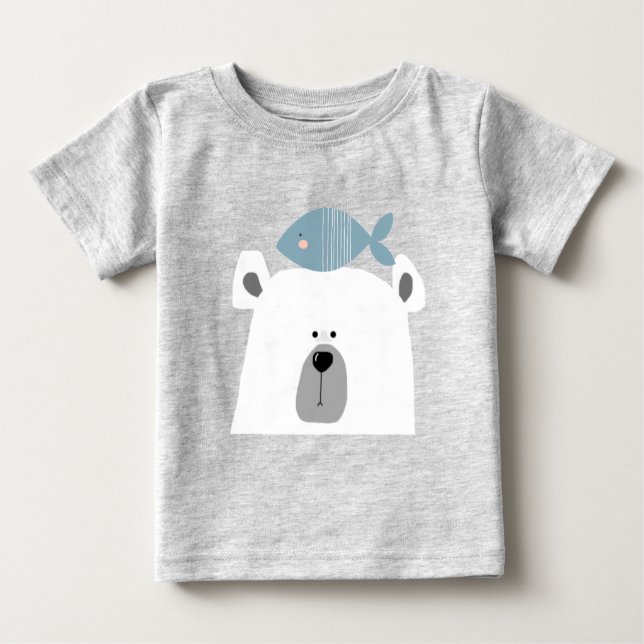 Camiseta Urso polar e peixe Scandi fofo (Frente)