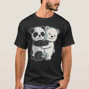 Camiseta Urso Polar E Ursos De Panda A Abraçar-Se Por Mulhe