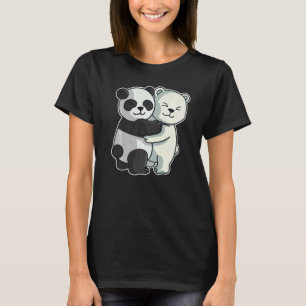 Camiseta Urso Polar E Ursos Panda Abraçando Para Mulheres M