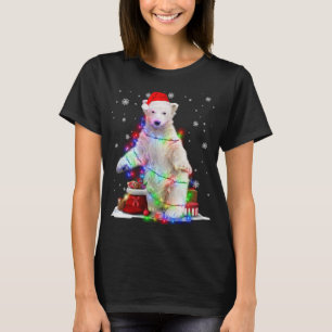 Camiseta Urso Polar Engraçado Árvore das Luzes de Natal Xma