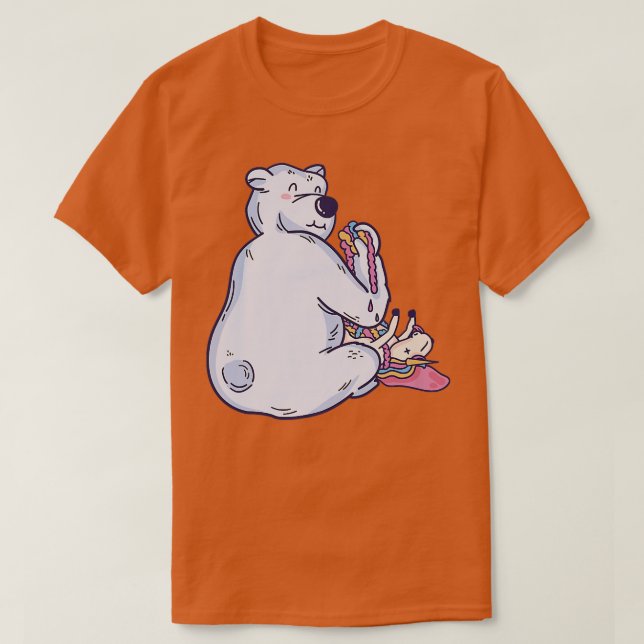 Camiseta Urso Polar Engraçado Comendo Humor Arco-Íris Unicó (Frente do Design)