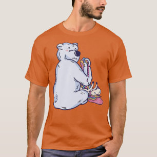 Camiseta Urso Polar Engraçado Comendo Humor Arco-Íris Unicó