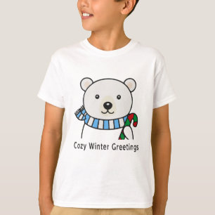Camiseta Urso Polar Fofo "Saudações Aconchegantes de Invern