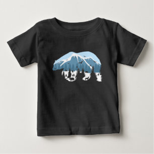 Camiseta Urso Polar Lobos Floresta Montanha Arte da Naturez
