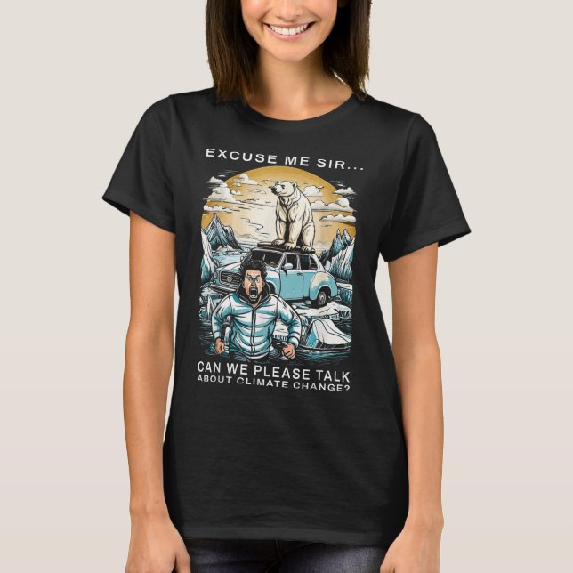 Camiseta Urso Polar Mudanças Climáticas Engraçado Proteção  (Frente)