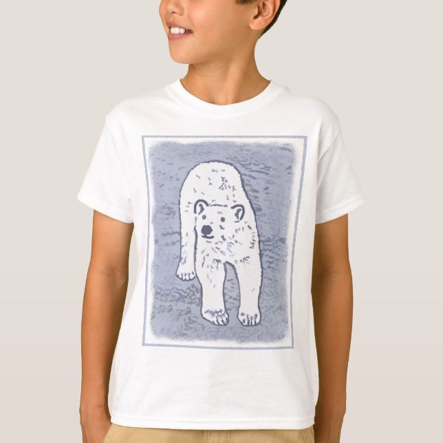 Camiseta Urso Polar na Pintura do Gelo - Arte Original da V (Frente)