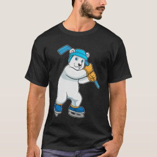 Camiseta Urso polar no hóquei no gelo com Stick