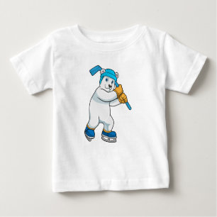 Camiseta Urso polar no hóquei no gelo com Stick
