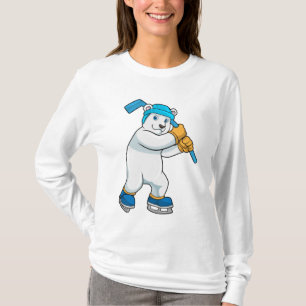Camiseta Urso polar no hóquei no gelo com Stick