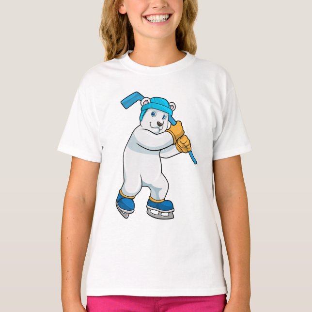 Camiseta Urso polar no hóquei no gelo com Stick (Frente)