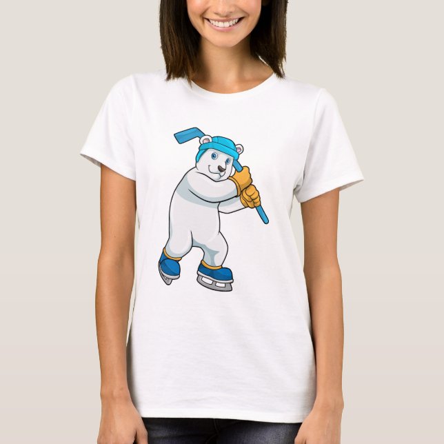 Camiseta Urso polar no hóquei no gelo com Stick (Frente)